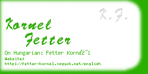 kornel fetter business card